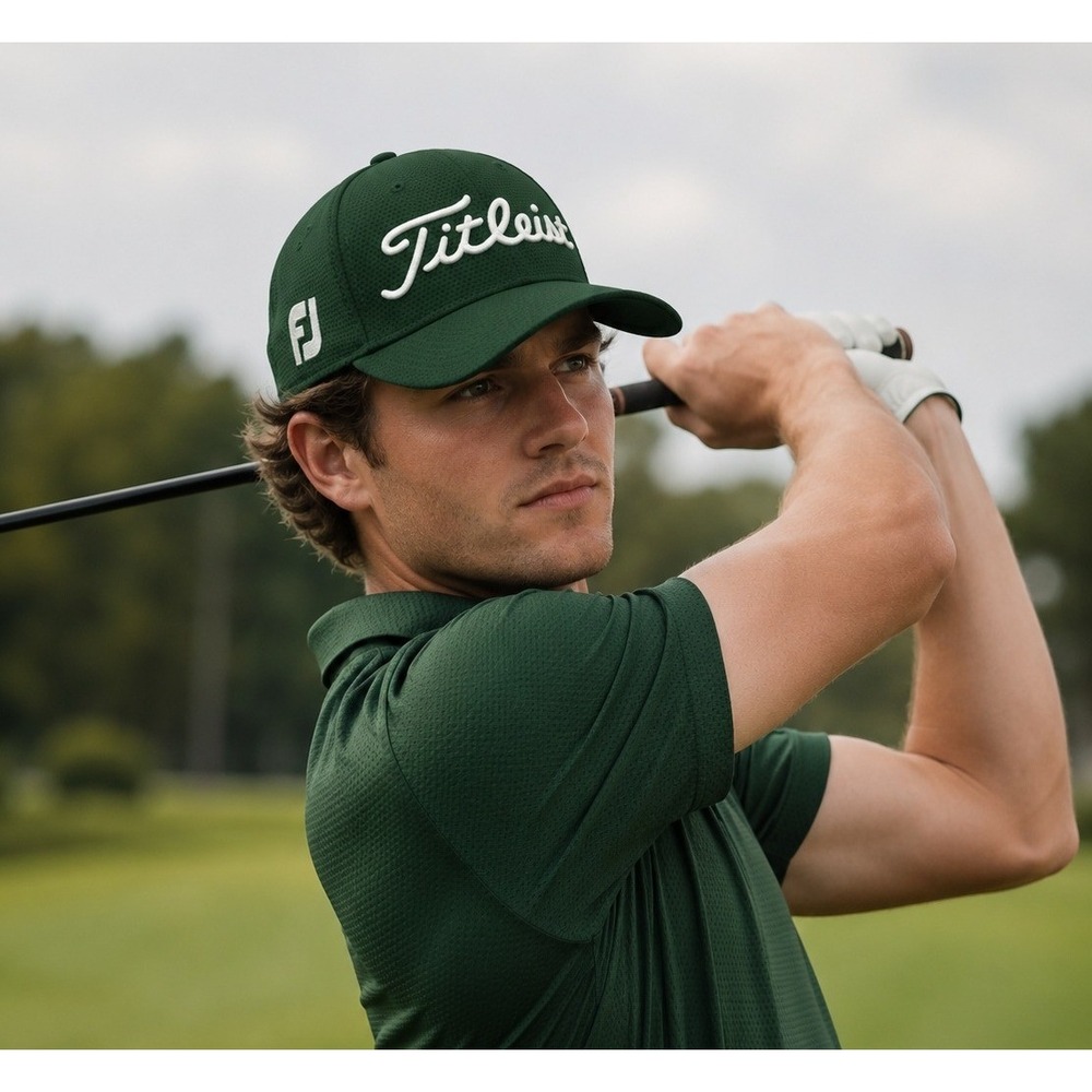 Titleist Golf Hat Size L/XL Green Mesh New Era Pro V1 FootJoy Stretch Fit #1478